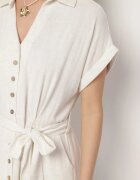 j&x Rochie tip cămașă Bej deschis din viscoză și in legată în talie cu buzunare Efrasira