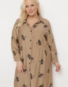 j&x Rochie tip cămașă Bej închisă cu Nasturi și Mâneci Reglabile Xatella