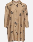 j&x Rochie tip cămașă Bej închisă cu Nasturi și Mâneci Reglabile Xatella