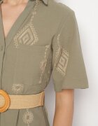 j&x Rochie tip cămașă Verde închis Din bumbac cu centură decorativă și broderie Evialisse