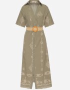 j&x Rochie tip cămașă Verde închis Din bumbac cu centură decorativă și broderie Evialisse