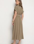 j&x Rochie tip cămașă Verde închis din Viscoză și In Legată în talie cu Buzunare Efrasira