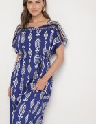 j&x Rochie tip cutie albastră din viscoză cu imprimeu etnic Mirosela