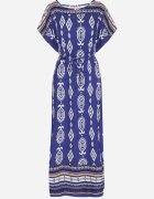 j&x Rochie tip cutie albastră din viscoză cu imprimeu etnic Mirosela