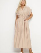 j&x Rochie tip cutie Bej din viscoză cu o curea subțire și buzunare Lumivorae