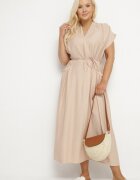 j&x Rochie tip cutie Bej din viscoză cu o curea subțire și buzunare Lumivorae