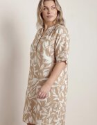 j&x Rochie tip cutie din vâscoză cu imprimeu vegetal și nasturi la decolteu Acosia Bej deschis