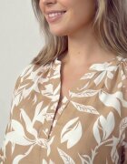 j&x Rochie tip cutie din vâscoză cu imprimeu vegetal și nasturi la decolteu Acosia Bej deschis