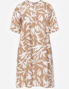 j&x Rochie tip cutie din vâscoză cu imprimeu vegetal și nasturi la decolteu Acosia Bej deschis