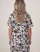 j&x Rochie tip cutie din vâscoză cu imprimeu vegetal și nasturi la decolteu Acosia Neagră
