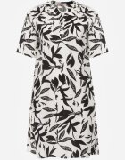 j&x Rochie tip cutie din vâscoză cu imprimeu vegetal și nasturi la decolteu Acosia Neagră