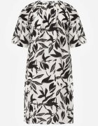 j&x Rochie tip cutie din vâscoză cu imprimeu vegetal și nasturi la decolteu Acosia Neagră