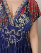 j&x Rochie Tip Plic Albastră cu Model Etnic Matanira