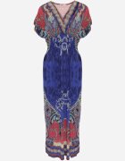 j&x Rochie Tip Plic Albastră cu Model Etnic Matanira