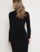 j&x Rochie tip pulover neagră midi din lână cu textură striată Johnnath