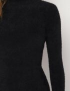 j&x Rochie tip pulover neagră midi din lână cu textură striată Johnnath