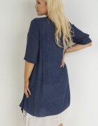 j&x Rochie Trapezoidală Midi în Bleumarin și Alb din Bumbac cu Flori și Bolero Elephira