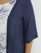 j&x Rochie Trapezoidală Midi în Bleumarin și Alb din Bumbac cu Flori și Bolero Elephira