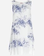 j&x Rochie Trapezoidală Midi în Bleumarin și Alb din Bumbac cu Flori și Bolero Elephira