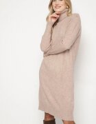j&x Rochie tricotată bej cu bumbac croială dreaptă și guler înalt Tesala