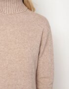 j&x Rochie tricotată bej cu bumbac croială dreaptă și guler înalt Tesala