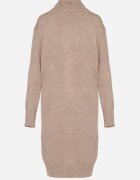 j&x Rochie tricotată bej cu bumbac croială dreaptă și guler înalt Tesala