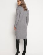 j&x Rochie tricotată din lână Gri Midi cu guler înalt Doulcetta
