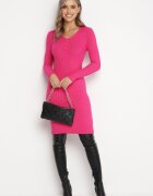 j&x Rochie tricotată Fucsia mulată cu curea Brevna