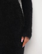j&x Rochie tricotată neagră cu Lână cu Textură Pufoasă Edeniase