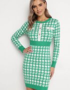 j&x Rochie tricotată Verde cu nasturi Bileldeme