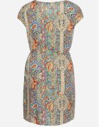 j&x Rochie Verde-bej din viscoză în stil Boho cu croială tip cutie și cordon din material Neteri