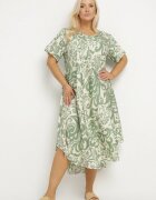 j&x Rochie Verde Cloș din Viscoză cu Model Geometri Emisova
