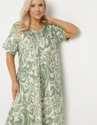 j&x Rochie Verde Cloș din Viscoză cu Model Geometri Emisova