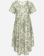 j&x Rochie Verde Cloș din Viscoză cu Model Geometri Emisova