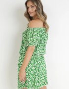 j&x Rochie Verde Cloș Mini cu Decolteu Spaniol și Elastic în Talie din Viscoză Jassinta