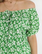 j&x Rochie Verde Cloș Mini cu Decolteu Spaniol și Elastic în Talie din Viscoză Jassinta