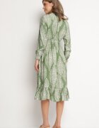 j&x Rochie Verde cu croi evazat cu elastic în talie cu imprimeu etnic
