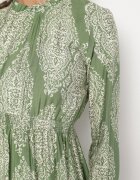 j&x Rochie Verde cu croi evazat cu elastic în talie cu imprimeu etnic