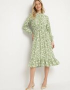 j&x Rochie Verde cu croi evazat cu volane și elastic în talie Ridiluria