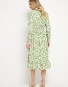 j&x Rochie Verde cu croi evazat cu volane și elastic în talie Ridiluria