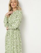 j&x Rochie Verde cu croi evazat cu volane și elastic în talie Ridiluria