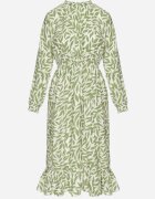 j&x Rochie Verde cu croi evazat cu volane și elastic în talie Ridiluria