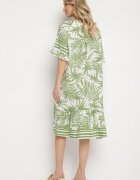 j&x Rochie Verde cu croi tip cutie cu șnur la decolteu cu model vegetal Mirionela
