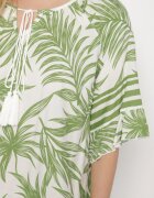 j&x Rochie Verde cu croi tip cutie cu șnur la decolteu cu model vegetal Mirionela