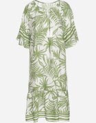 j&x Rochie Verde cu croi tip cutie cu șnur la decolteu cu model vegetal Mirionela