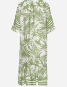 j&x Rochie Verde cu croi tip cutie cu șnur la decolteu cu model vegetal Mirionela