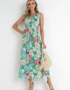 j&x Rochie Verde cu flori cu elastic în talie Dionothy