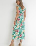 j&x Rochie Verde cu flori cu elastic în talie Dionothy
