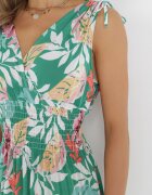 j&x Rochie Verde cu flori cu elastic în talie Dionothy