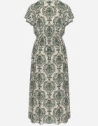 j&x Rochie Verde cu Model Etno cu Volane și Talie Elastică Ellivira